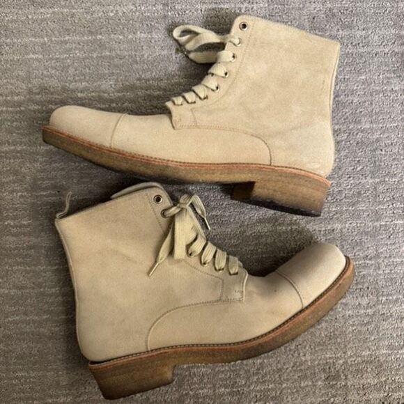 ORO Los Angeles‎ Beige Crepe Suede Combat Boots Size US 8 EU41 main image 10